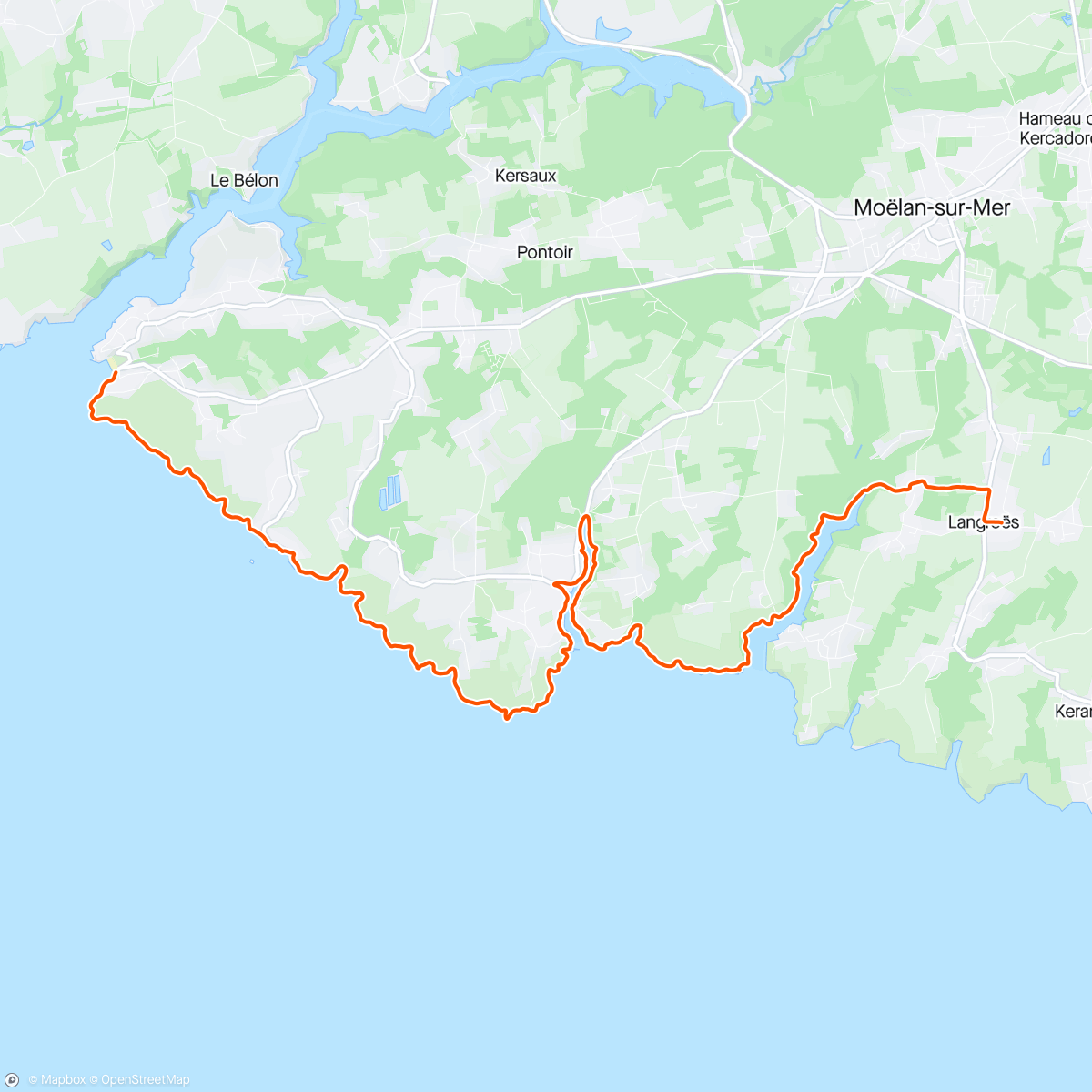 Mapa de la actividad, Kerfany - Moëlan par la côte