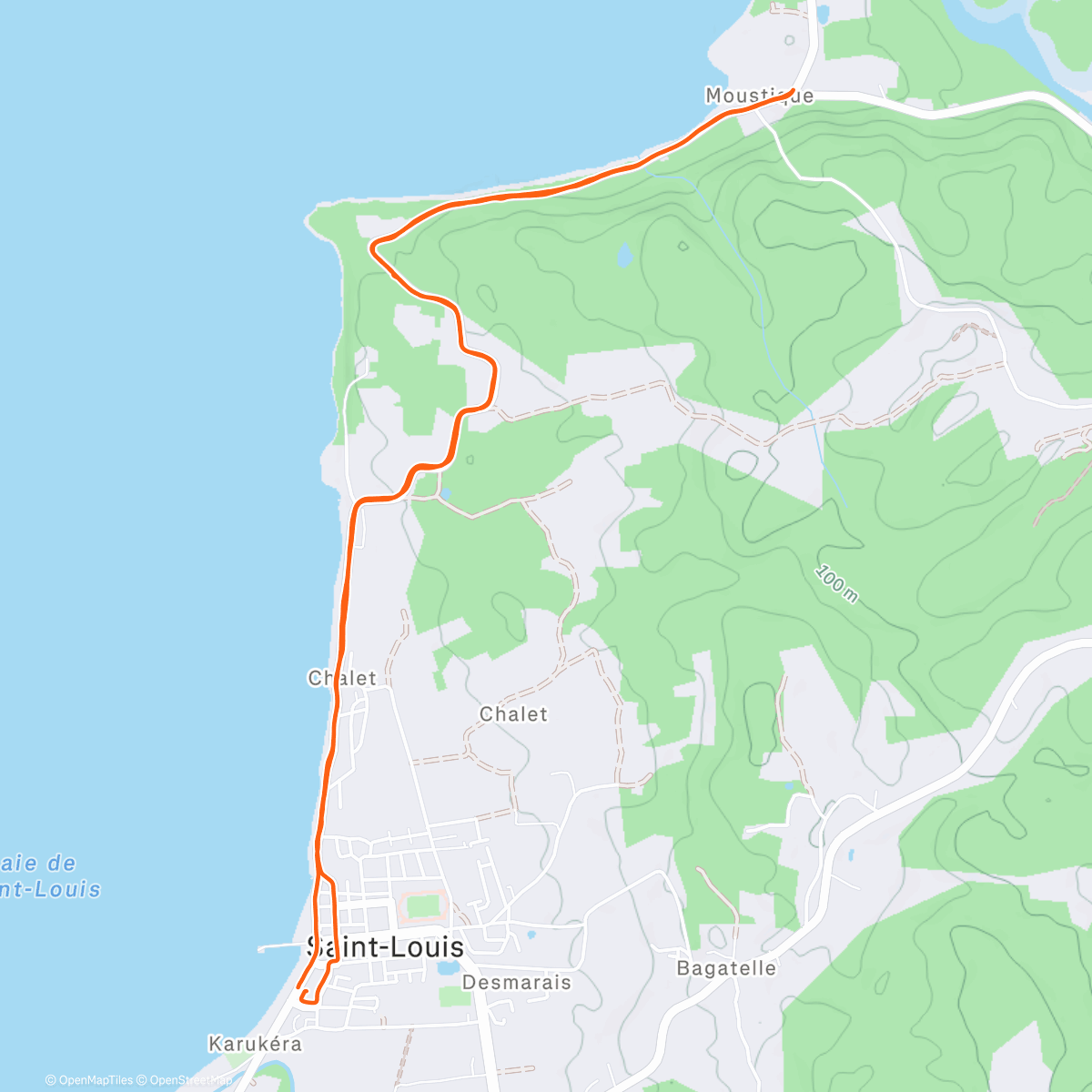 Map of the activity, Course à pied le matin