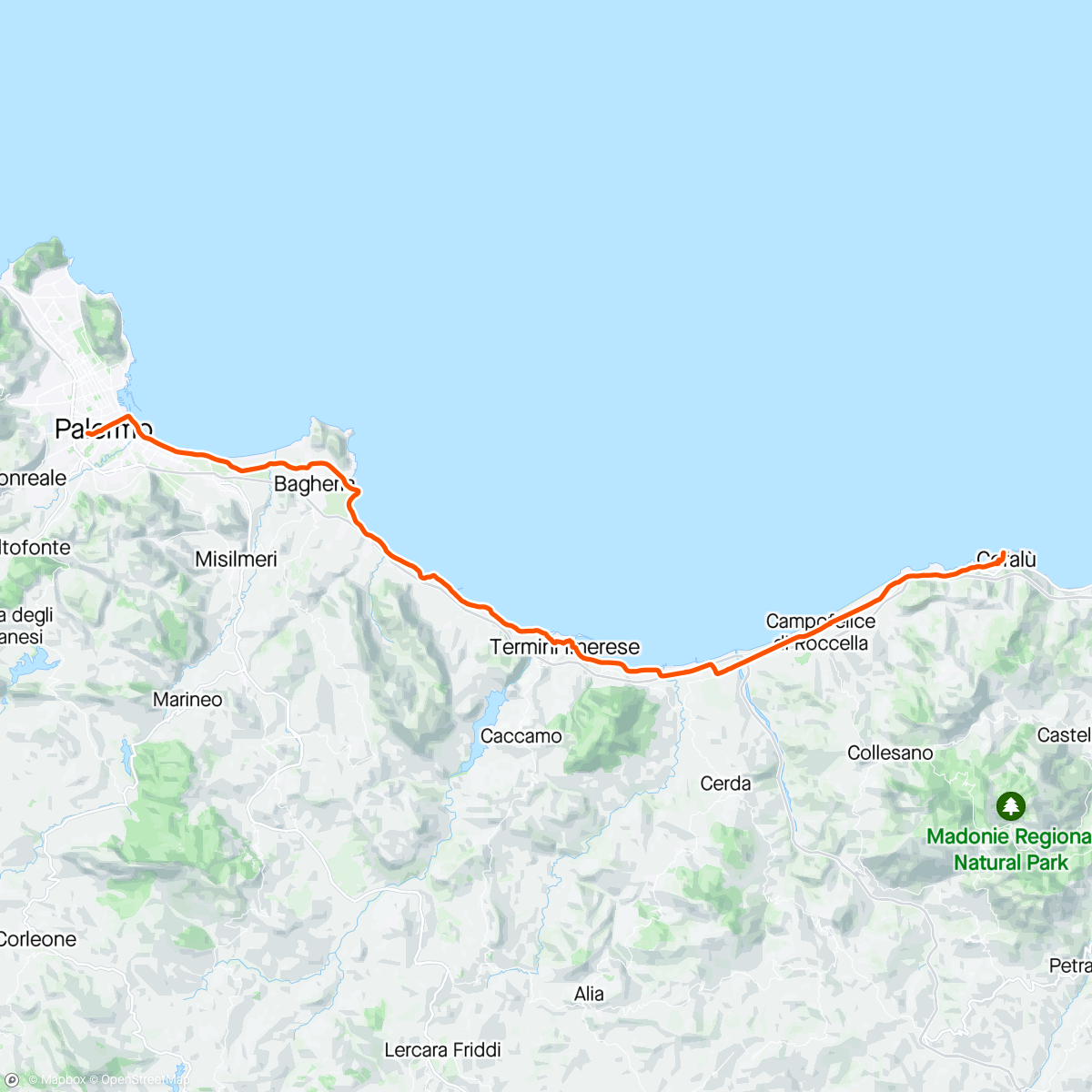 Map of the activity, Cefalù/Ritorno in Treno