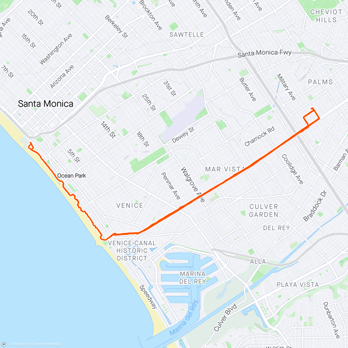 Mapa de la actividad, CicLAvia Venice Blvd