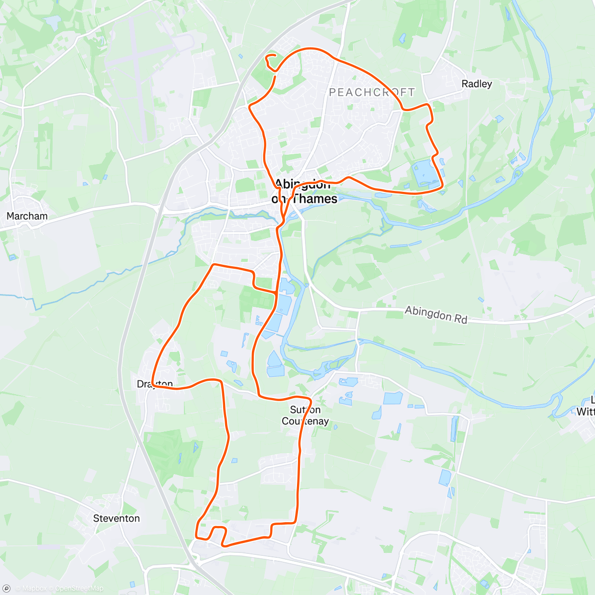 Mapa de la actividad, Abingdon Marathon 2024