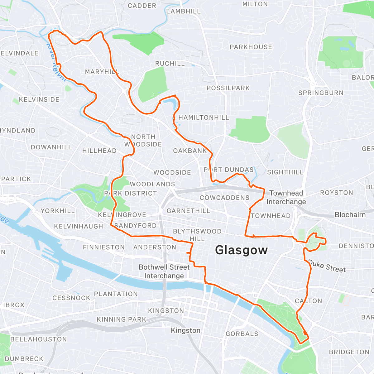Map of the activity, A wee jog through Glasgow