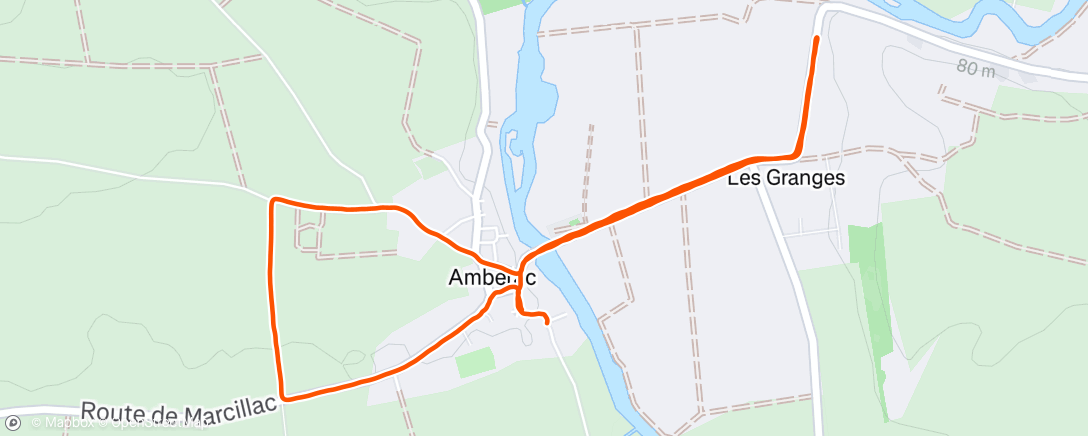 Map of the activity, Course à pied le soir