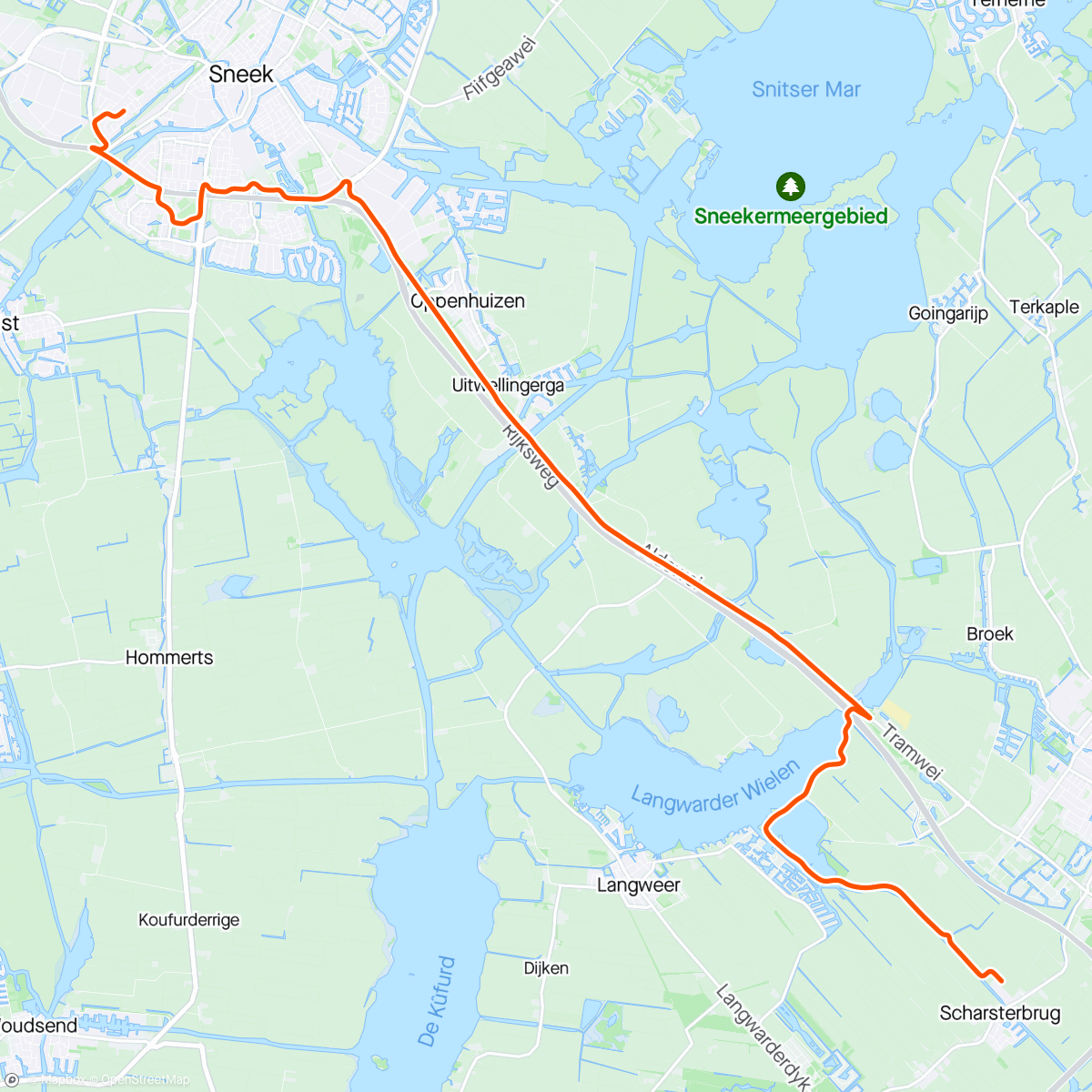 Map of the activity, BKOOL - Van Joure naar Sneek langs de Scharsterrijn 18,5 km (RTCRally) NL