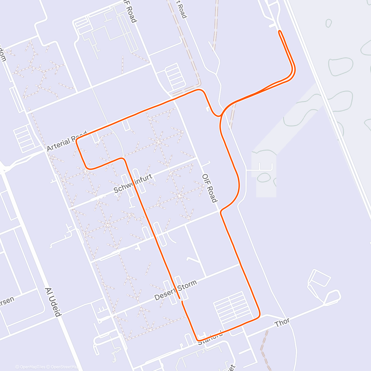 Map of the activity, Morning Run – Holiday 5k, Al Udeid Air Base 🎄🦌