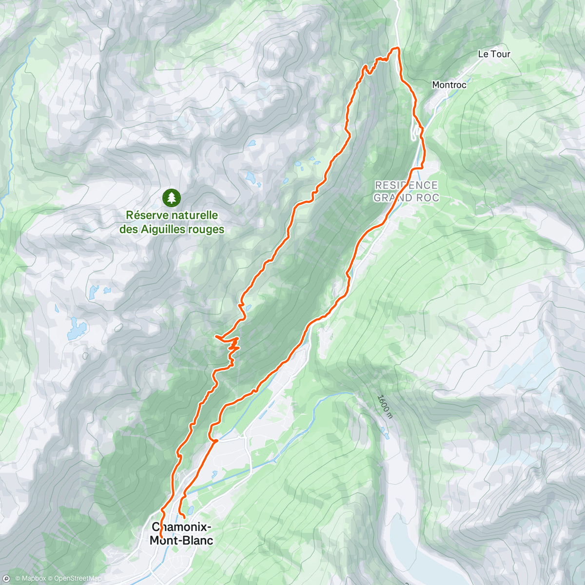 Map of the activity, 4x10min Z3 with sight seeing back over Tete au vents