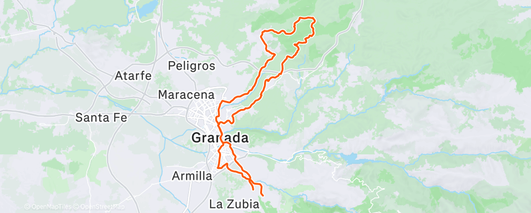 Карта физической активности (recorrido de Cájar a Monachil)