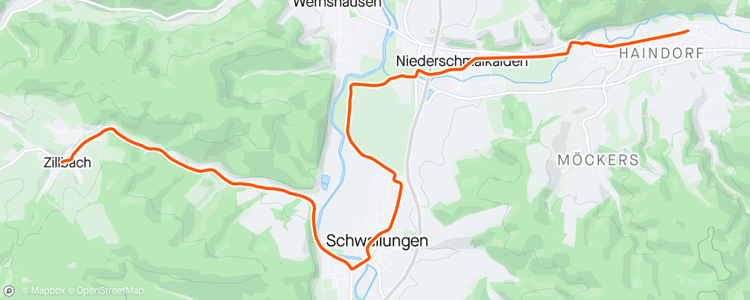 Karte der Aktivität „Schmalkalden 🏢 - Zillbach 🏡”