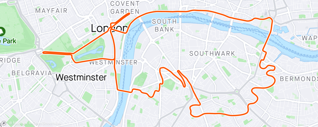 Map of the activity, Zwift - Easy Ride with 1.5min Tempo spikes in London