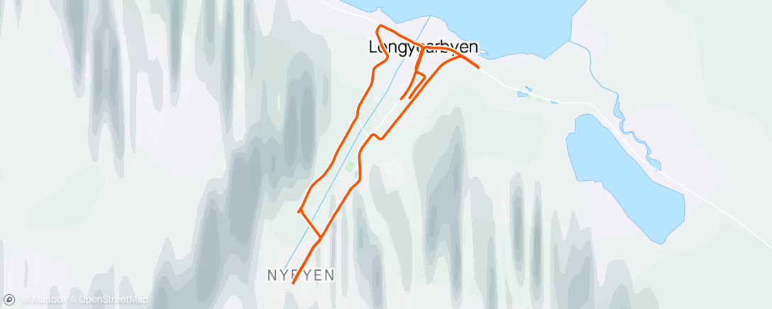 Map of the activity, Longyearbyen run - keep safe from bears