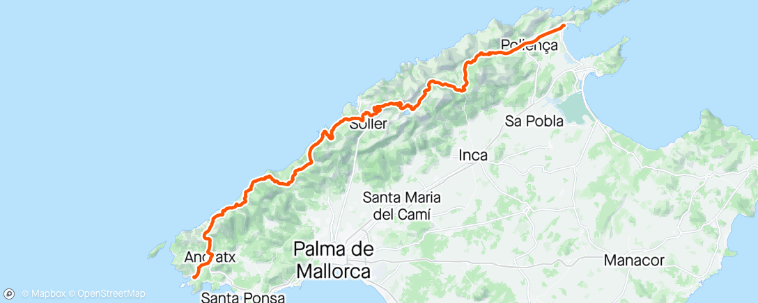 Map of the activity, Andratx to Pollenca
