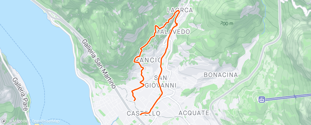 「Sessione di trail running pomeridiana」活動的地圖