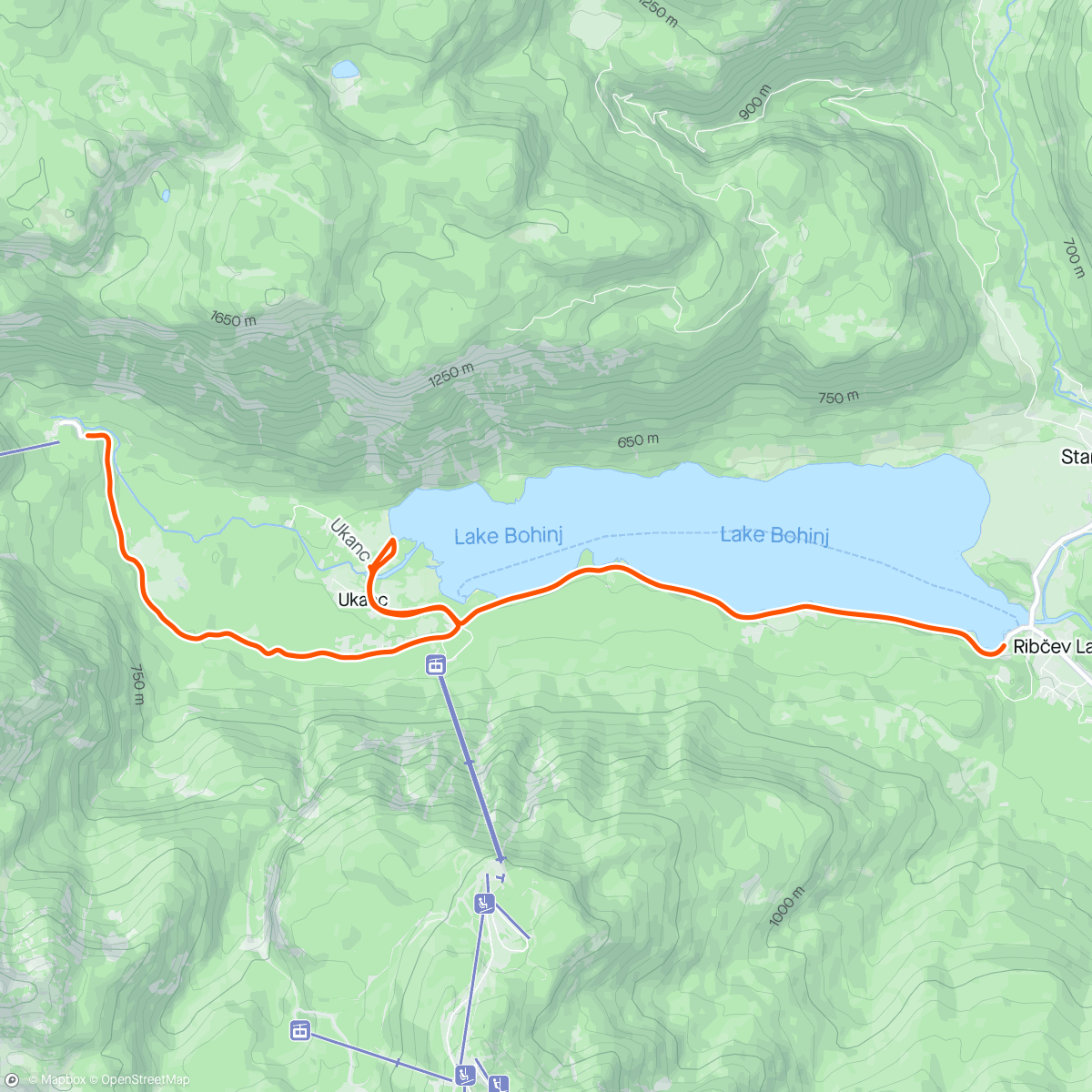 Map of the activity, Hiring mtbs around Lake Bohinj
