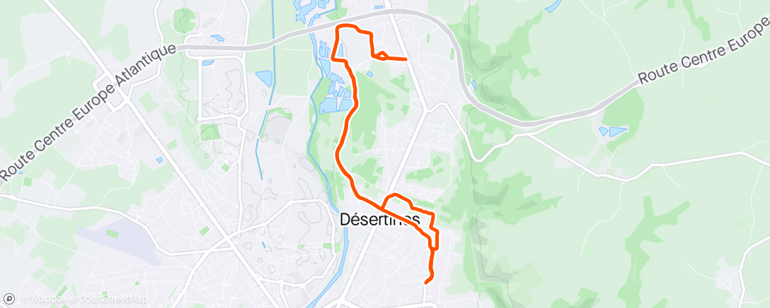 Map of the activity, Easy run