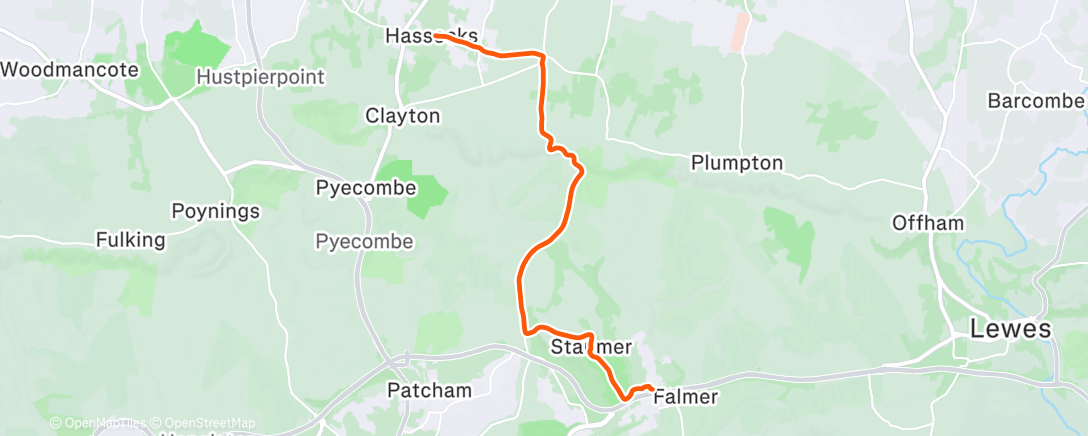 Map of the activity, Commute home, but my lights went flat