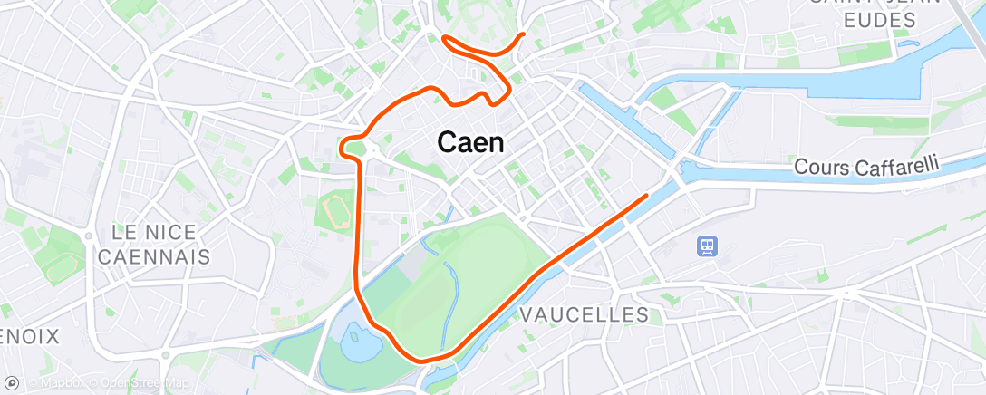 Map of the activity, Course à pied en soirée