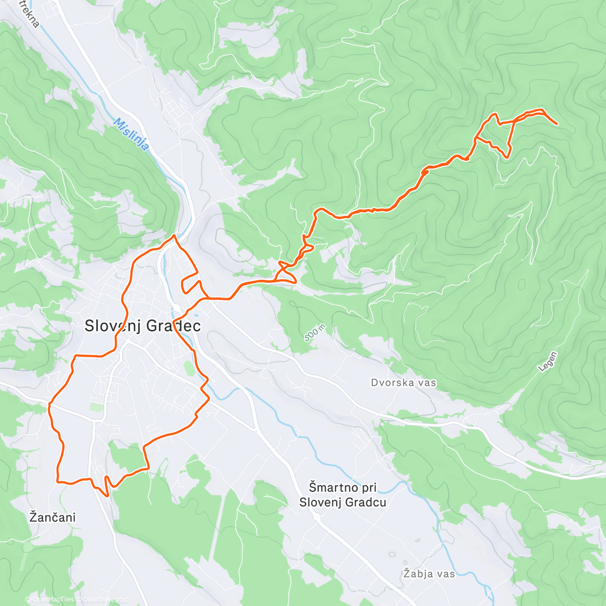 Карта физической активности (Afternoon Trail Run Kremžarca od doma pol maraton)