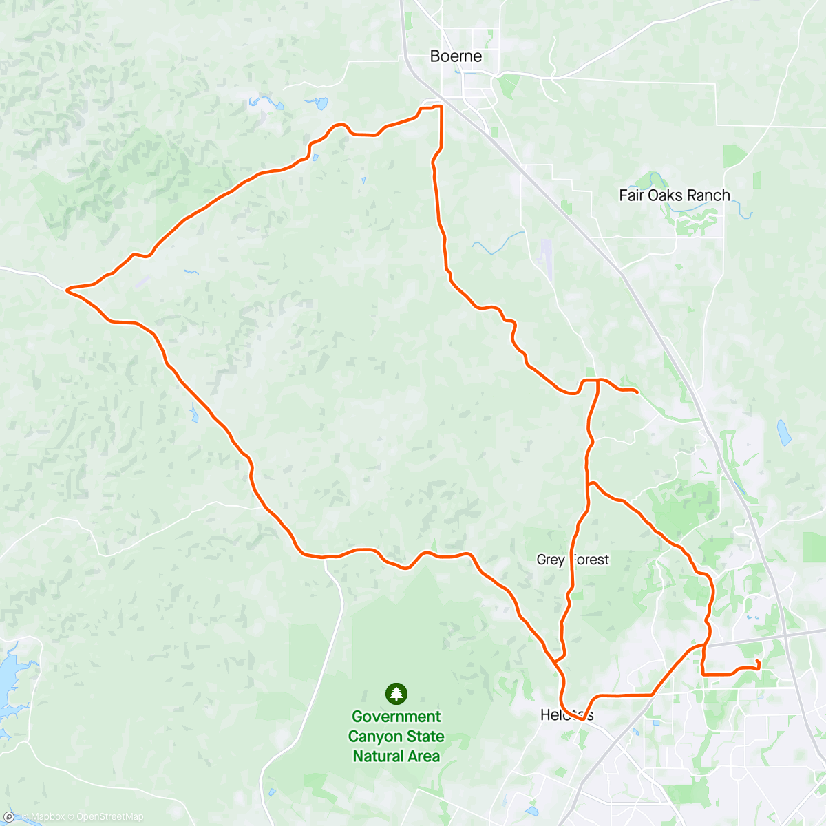 Map of the activity, Le’Tape San Antonio 100 mile bike race