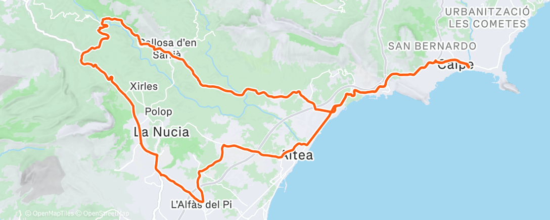 Map of the activity, Calpe #1 : Recup et qq sprints