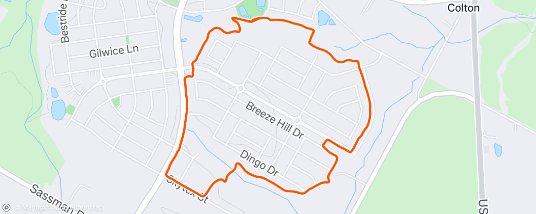 Map of the activity, Afternoon Run