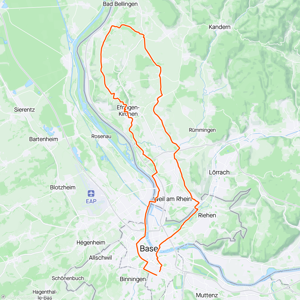 Map of the activity, Zone 2 im Gegenwind