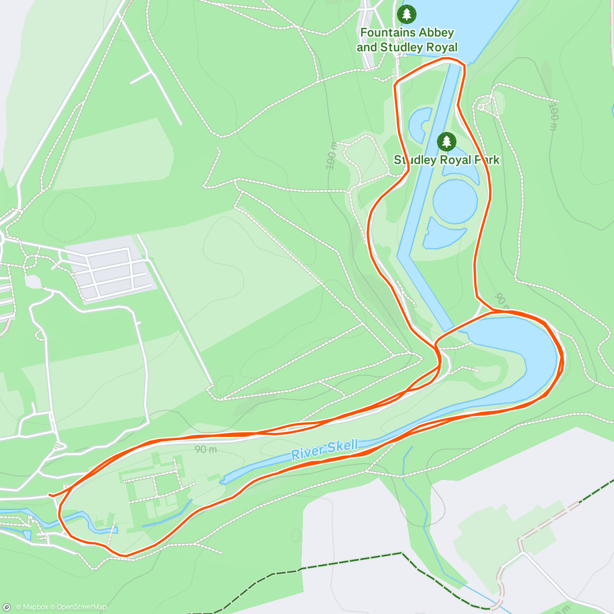 Mapa da atividade, Fountains Abbey parkrun