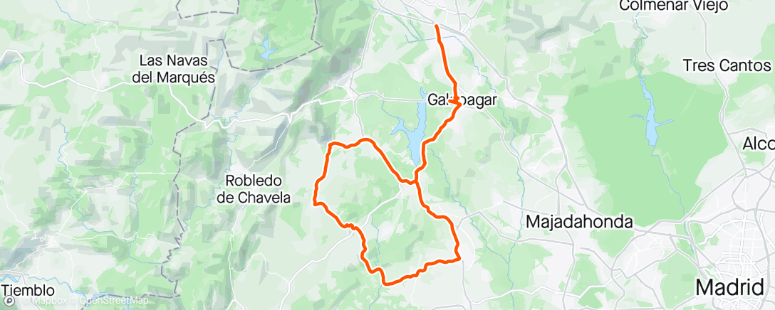 Map of the activity, Salida sin rumbo fijo. A Villalba luego Quijorna…