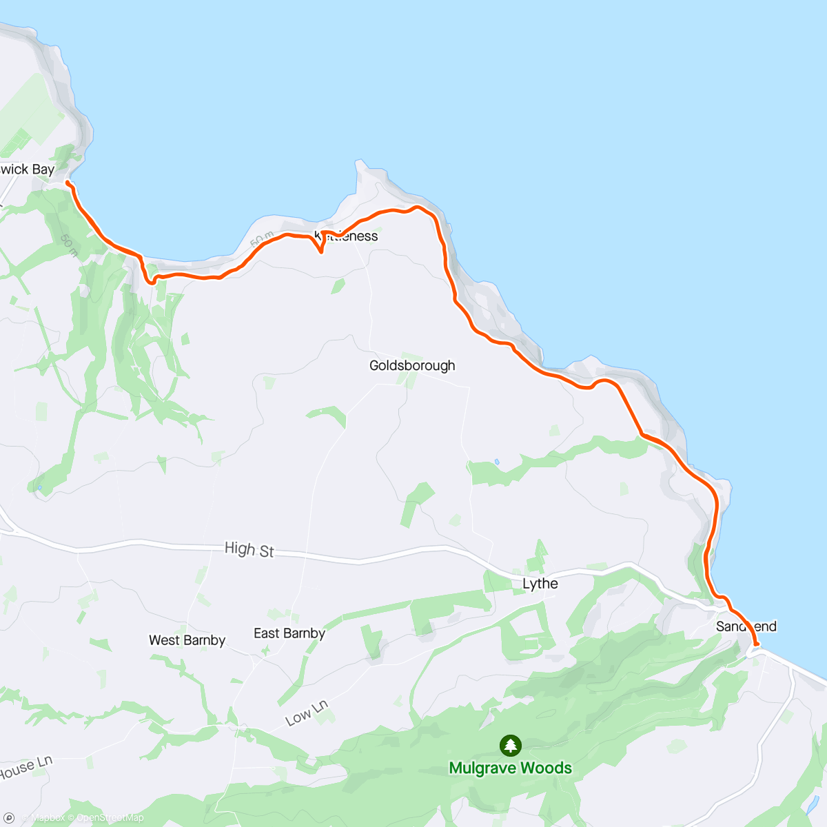 Map of the activity, Sandsend to Runswick Bay