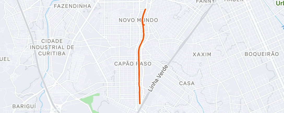 Map of the activity, Evening Run