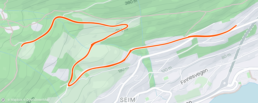 Map of the activity, Afternoon Run - med vogn