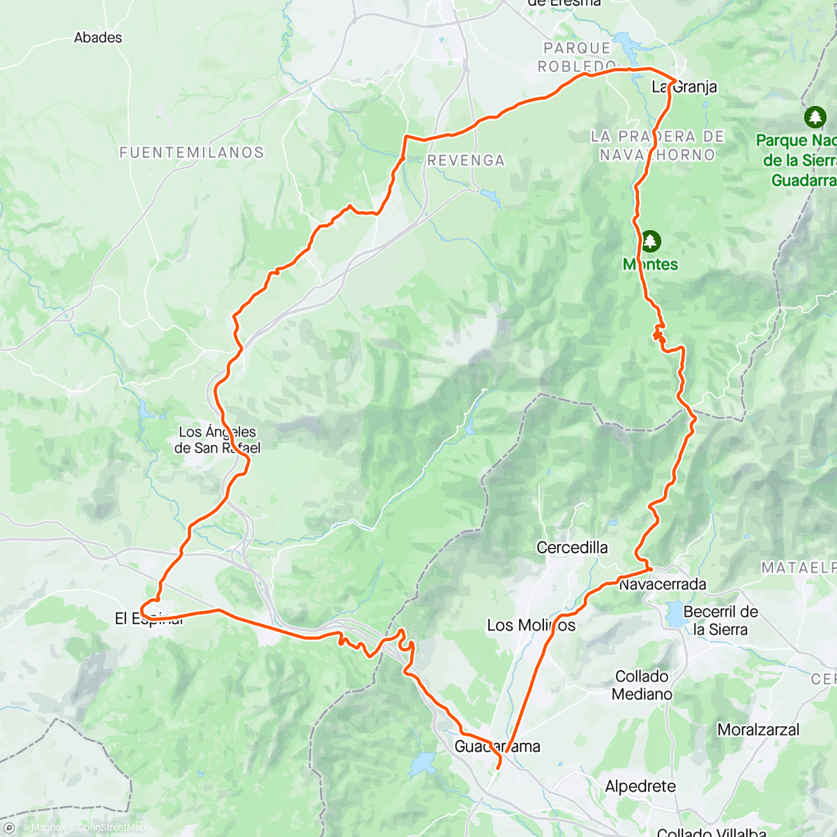 Map of the activity, Día de puertos, Navacerrada y El León