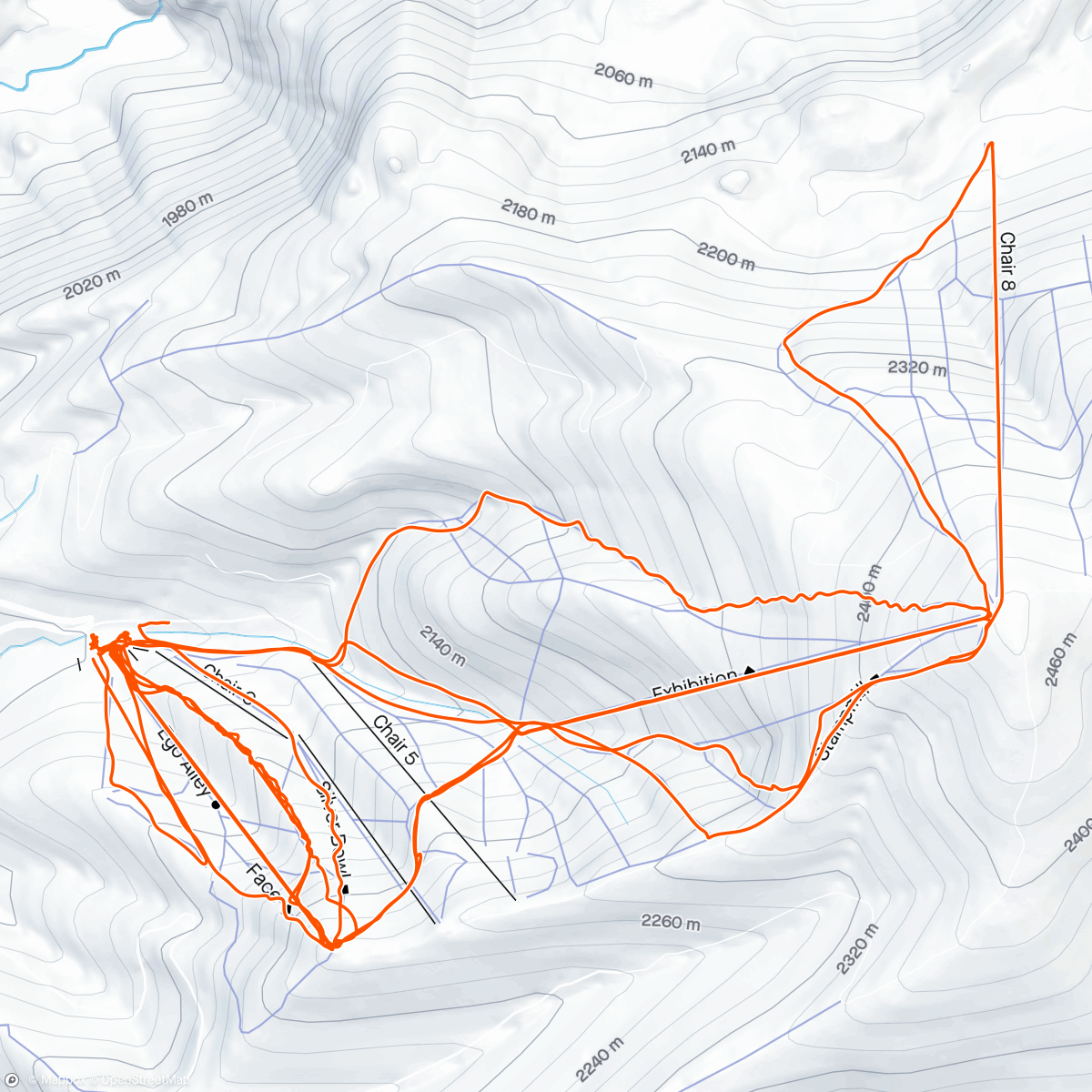 Map of the activity, Apparently the kids don't learn as much in ski school than they do when I ski with them and teach them 😕