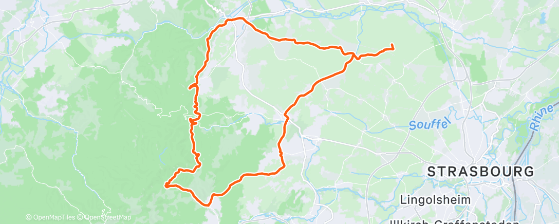 Map of the activity, Sortie vélo le midi