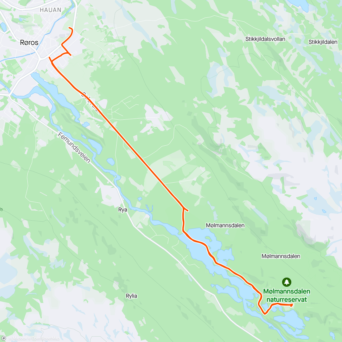 Map of the activity, Mølmannsdalen - Sykle etter jobb