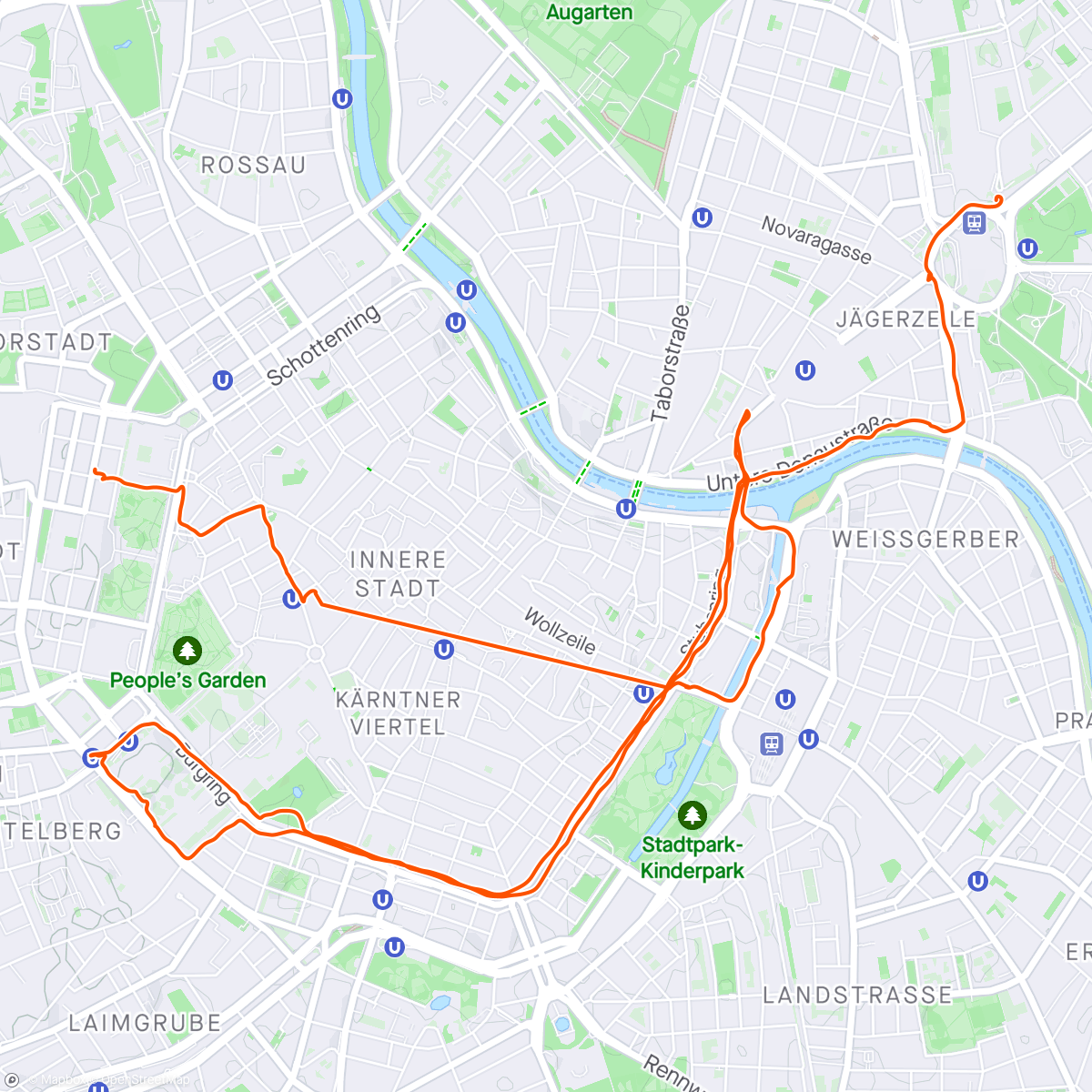 Map of the activity, Cheering to the Vienna Marathon