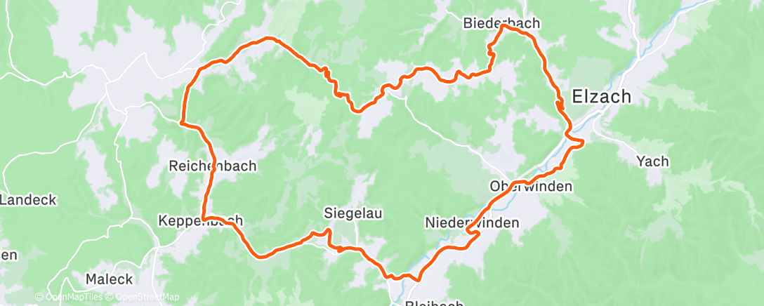 Map of the activity, Mittagsradfahrt