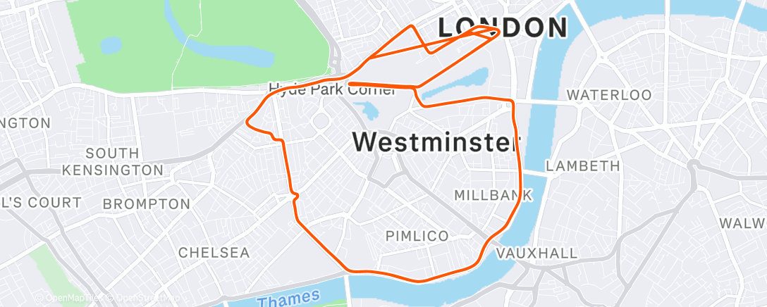 Map of the activity, Zwift - Greater London Flat in London