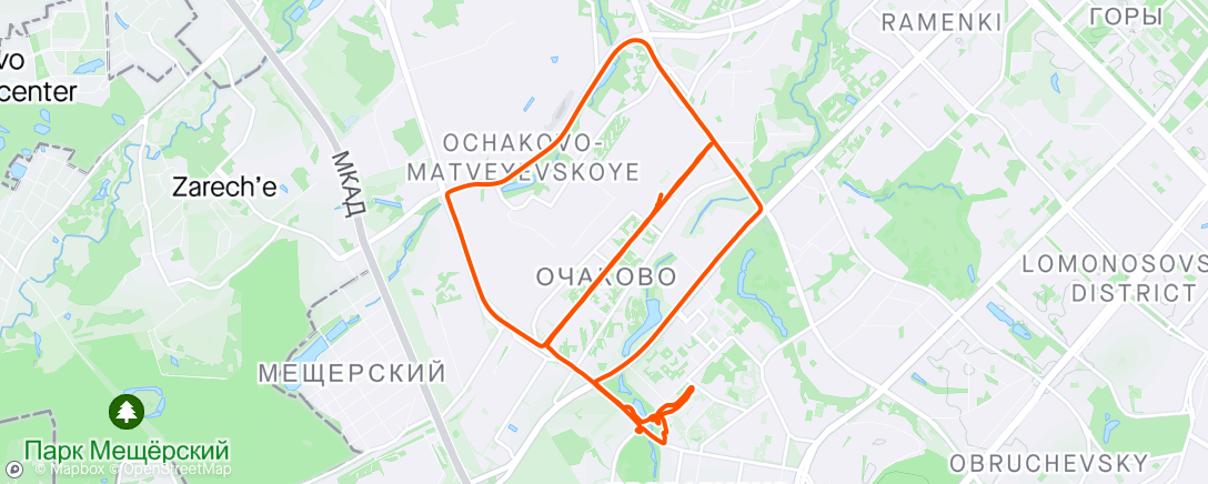 Map of the activity, Силовые бельгийские интервалы 4х5х10", 75 мин.