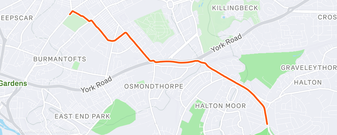 Map of the activity, Afternoon Run