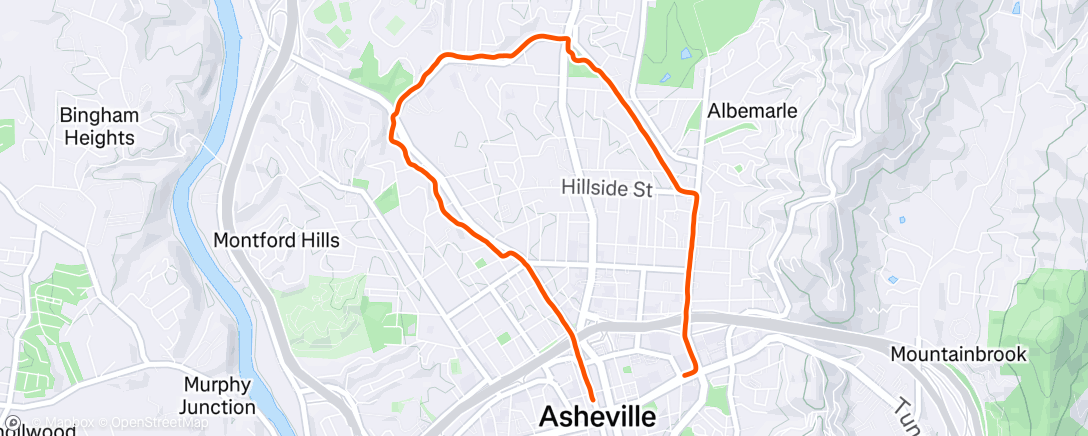 Map of the activity, Afternoon Run