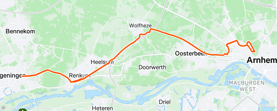 Map of the activity, Catch up with my sister! By bike to Arnhem for lunch&walk:)