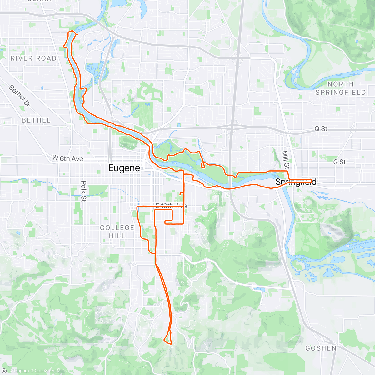 Map of the activity, Eugene Marathon