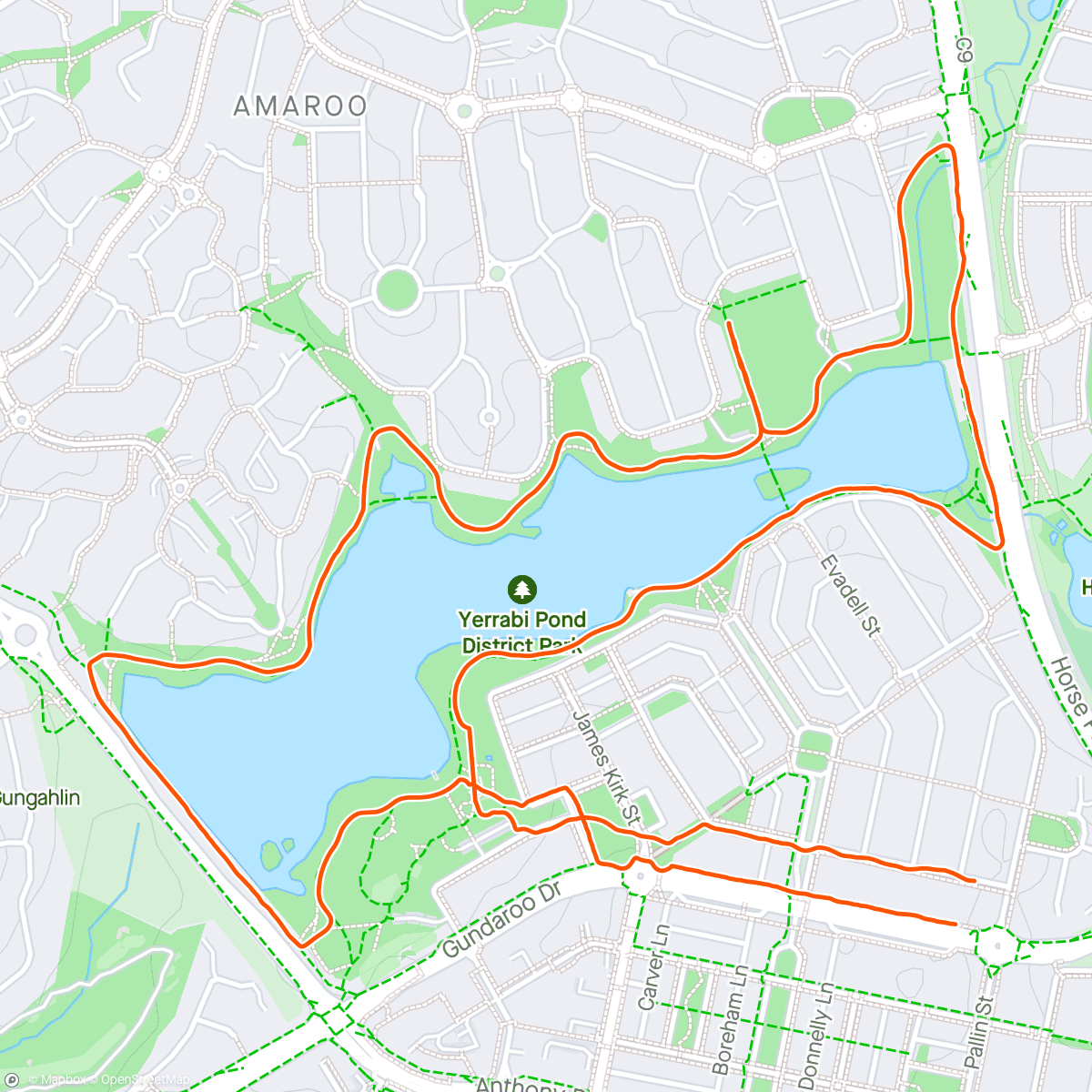 Map of the activity, ParkRun with intro and outro