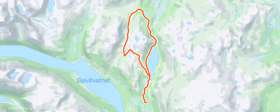 Map of the activity, Grøtsætra - Skarvatnet - Solskinnsløypa - Porten - Skarvatnet - Grøtsætra i delvis sol⛅️