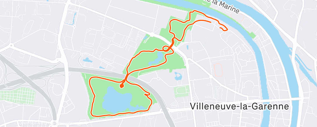 Map of the activity, Course à pied le midi