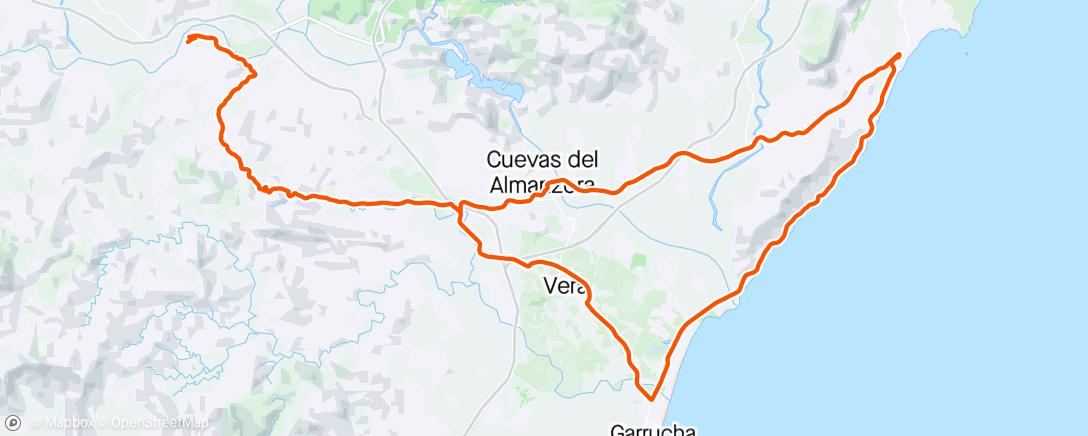 Mapa da atividade, Vera Playa, Villaricos, Terreros, Los Lobos, Cuevas, ..