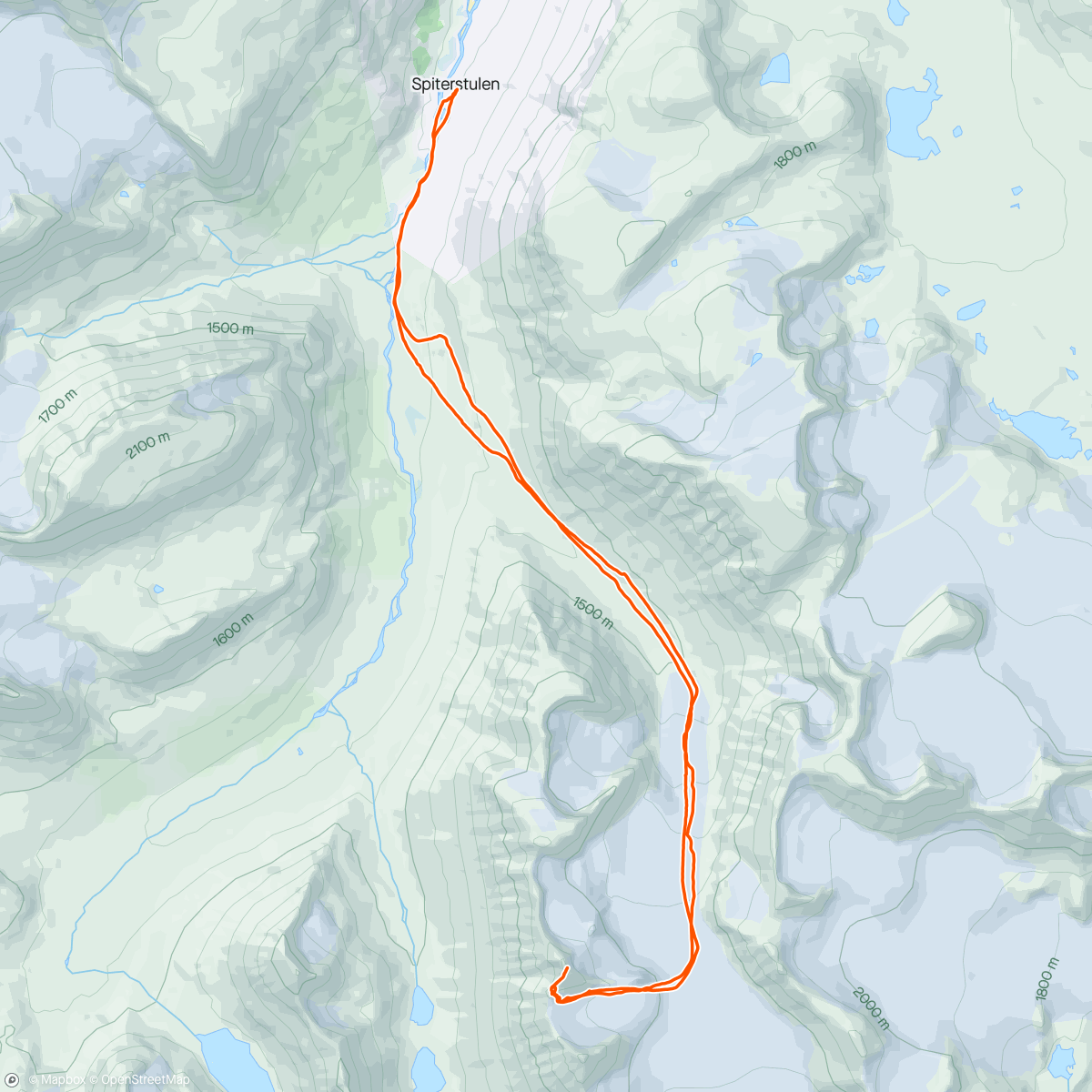 Map of the activity, Topptur Midtre Heilstugutind