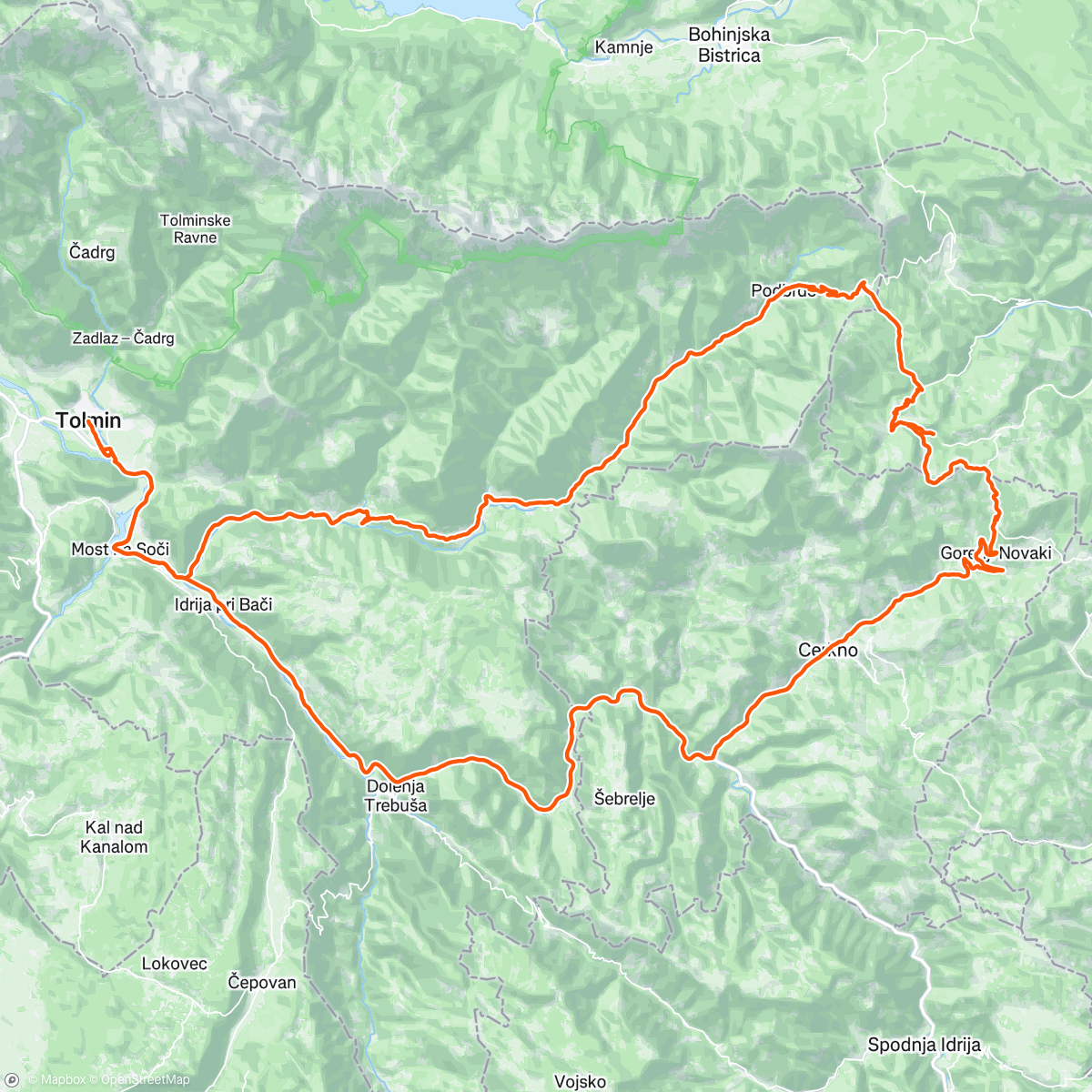 Map of the activity, Cerkno-Tuskov gric-Davca-Podrost-Tmin