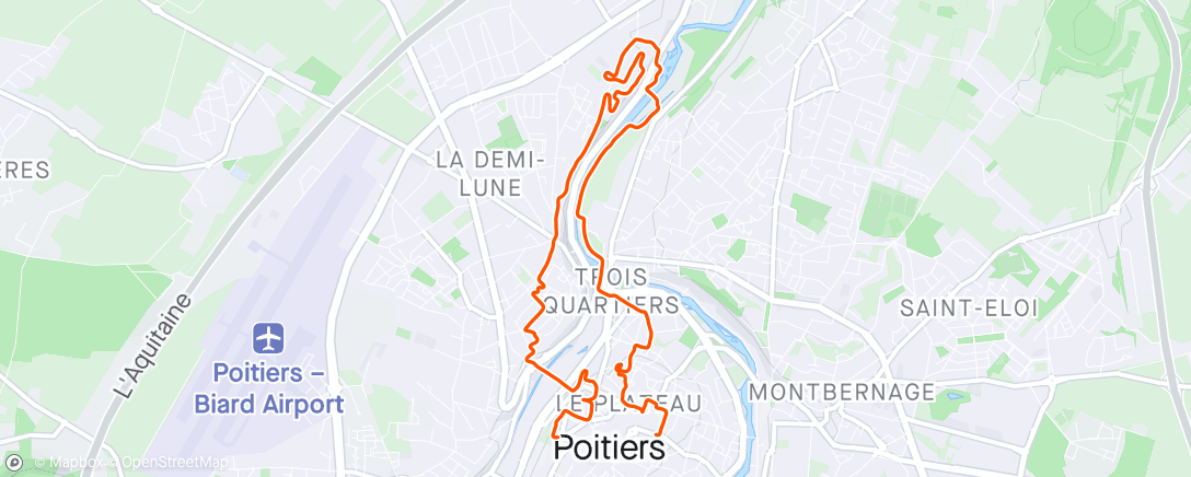 Mapa de la actividad, Urban trail de Poitiers, 10kms annonces et 11 à l’arrivée !