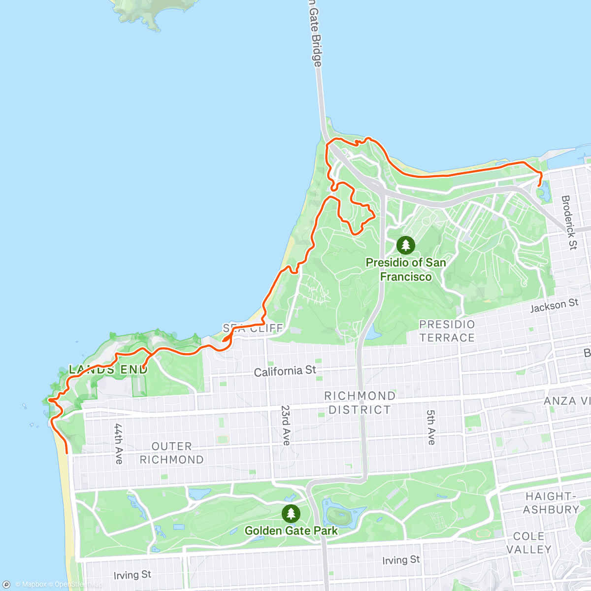 Map of the activity, #9 To and Beyond the Golden Gate Bridge w/ the SFO-SPE Team